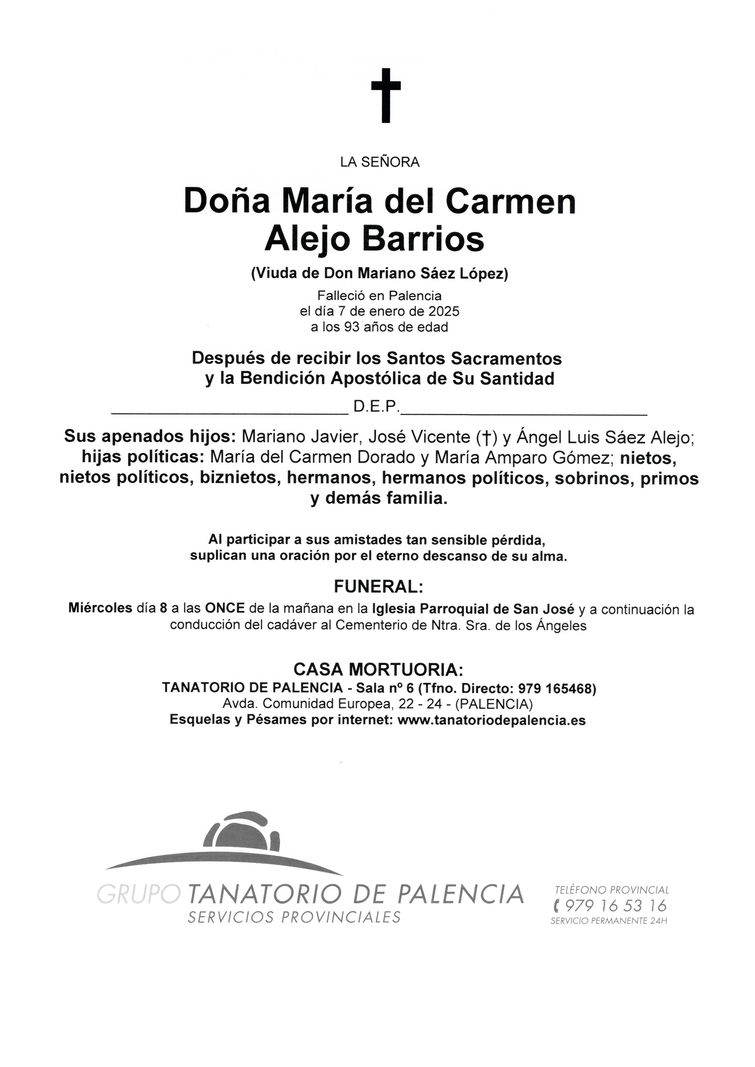 LA SEÑORA DOÑA MARÍA DEL CARMEN ALEJO BARRIOS